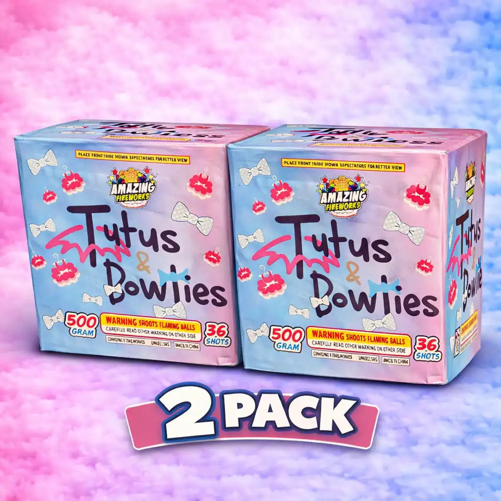 Tutus and Bowties gender reveal smoke volcano 2 pack bundle 500 gram daytime smoke fireworks for baby gender reveal party