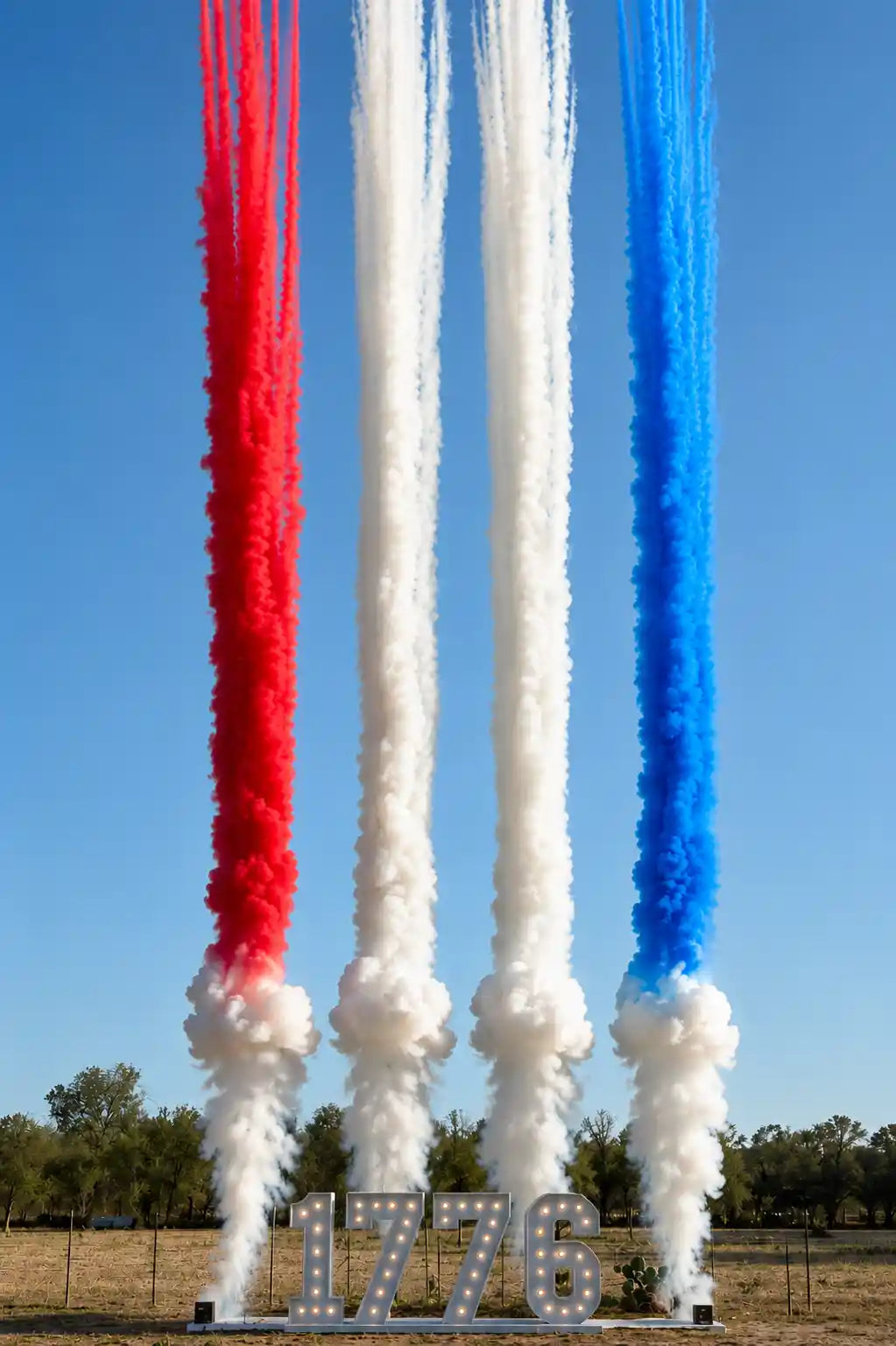 America 250th anniversary celebration product with red white and blue smoke cannons for backyard parties military graduations and patriotic events