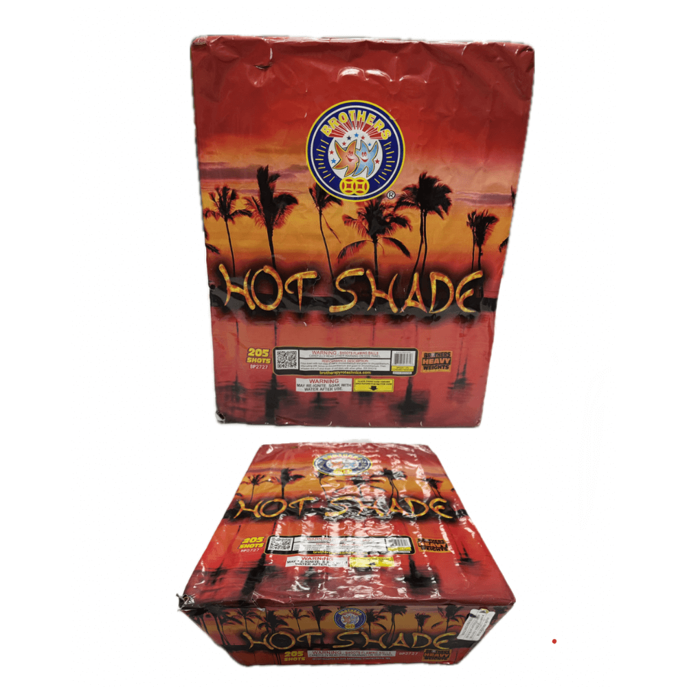 Hot Shade 205 shot fireworks cake by Brother Fireworks – Big Grin Fireworks