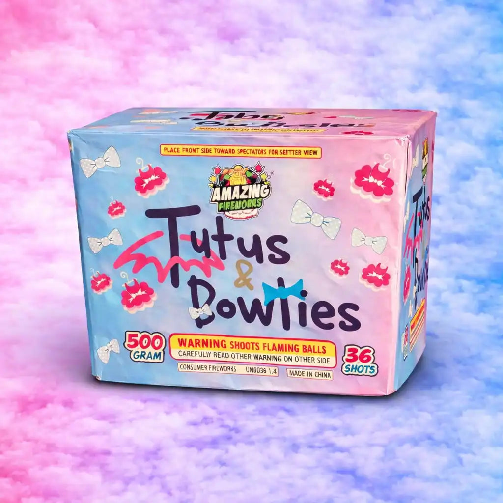 Tutus and Bowties gender reveal smoke volcano single pack 500 gram daytime smoke effect for pink or blue baby gender reveal celebration